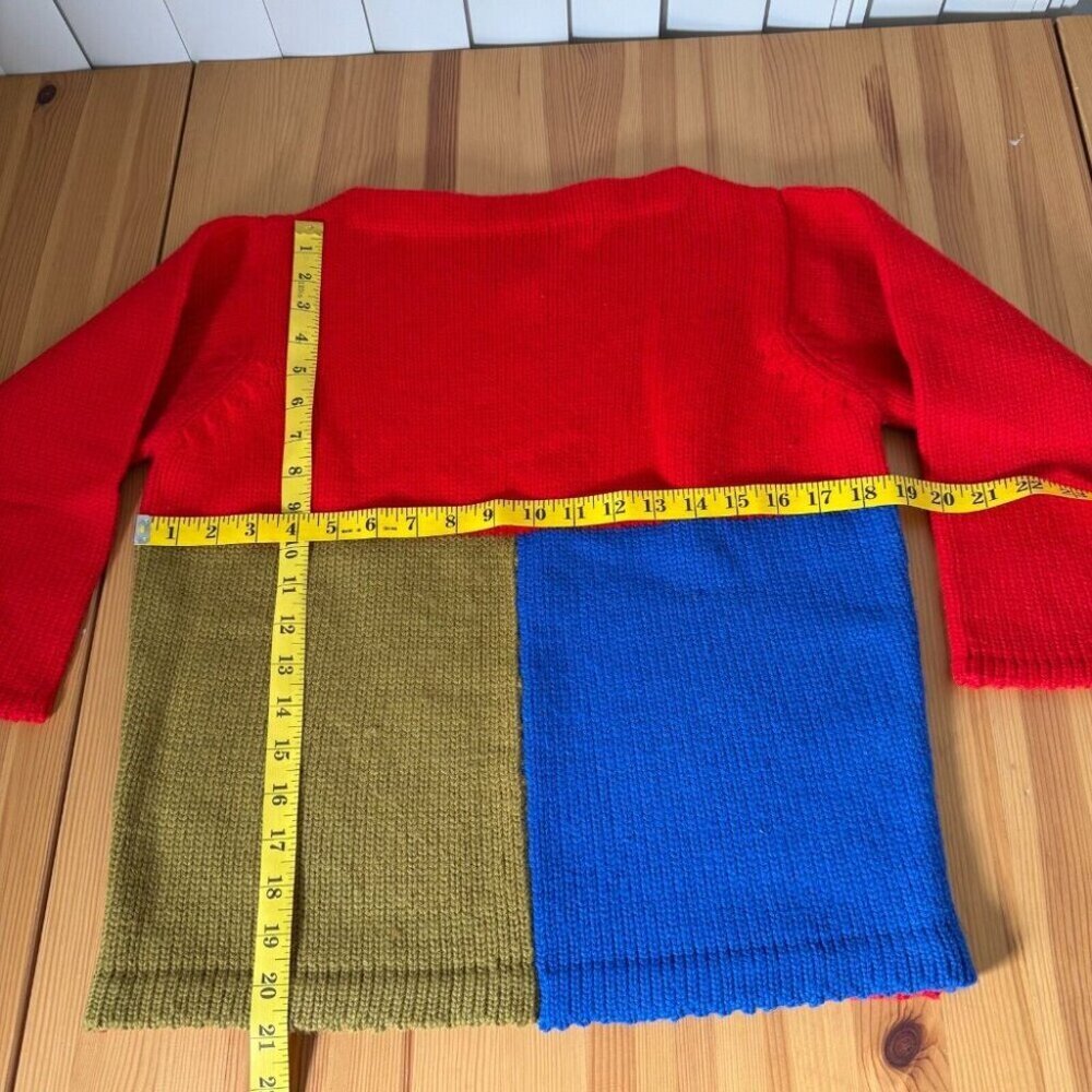 White Stag Jrs Women's Wool Sweater Vintage Colorblock Red Funky Half Sleeve S - Picture 4 of 9